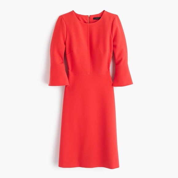 J. Crew Dresses & Skirts - J.Crew Bell-Sleeve Crepe Red A-Line Dress